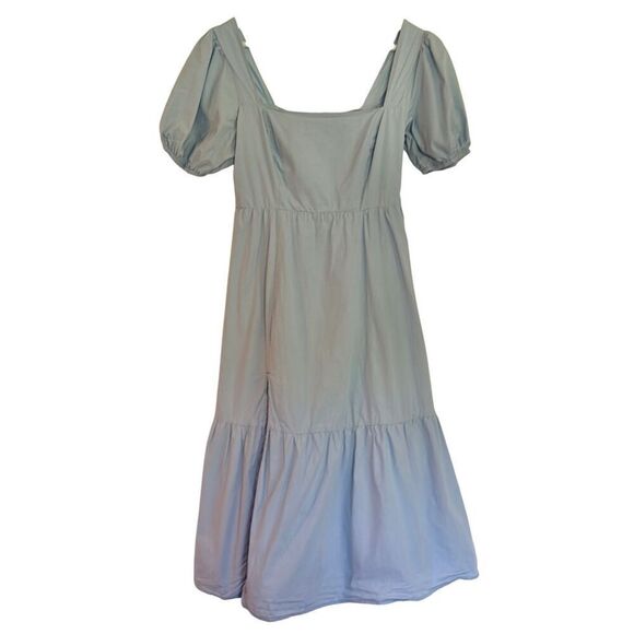 Astr Sky Blue Puff Sleeve Midi Dress - Picture 2 of 12